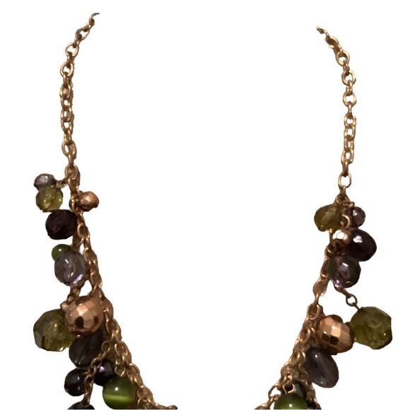 Gold tone necklace with multi color beads. NWOT - Picture 2 of 3